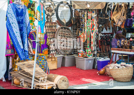 Stall with Handmade African Handicraft Items on Sale Evergreen State Fair Monroe Washington Stock Photo