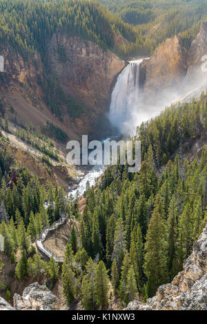 Landscape of lower falls in Yellowstone National Park Stock Photo
