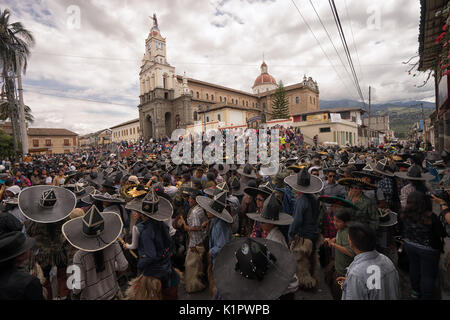 June 24, 2017 Cotacachi, Ecuador: a large crowd at the Inti Raymi celebrations of the summer solstice Stock Photo