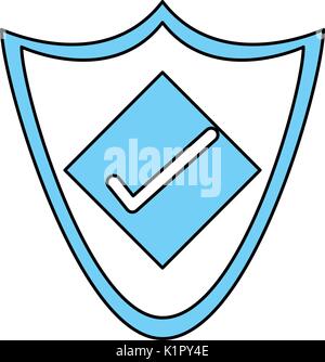 Flat line monocromatic shield over white background vector illustration Stock Vector