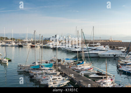 Luxurious super yachts in Port Vauban in Antibes, France Stock Photo