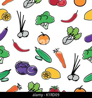Vegetable Pattern Seamless  background vector illustration. Stock Vector
