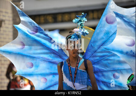 London, UK. 27th Aug, 2017. Performers on Family Day at the Notting Hill Carnival. Over one million revellers are expected to attend Europe's biggest street party which takes place over the Bank Holiday Weekend. Credit: Stephen Chung/Alamy Live News Stock Photo