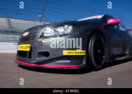 Corby, Northamptonshire, UK. 27th August, 2017. BTCC driver Dave Newsham and Norlin Racing before Race 1 of the Dunlop MSA British Touring Car Championship at Rockingham Motor Speedway (Photo by Gergo Toth / Alamy Live News) Stock Photo