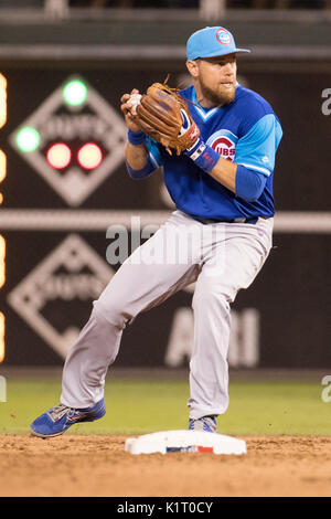 August 25, 2017: Chicago Cubs second baseman Ben Zobrist (18) in action during the MLB game between the Chicago Cubs and Philadelphia Phillies at Citizens Bank Park in Philadelphia, Pennsylvania. Christopher Szagola/CSM Stock Photo