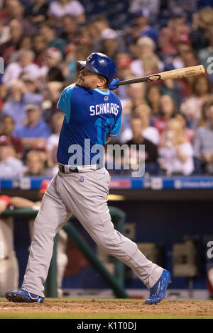 August 25, 2017: Chicago Cubs left fielder Kyle Schwarber (12) in action during the MLB game between the Chicago Cubs and Philadelphia Phillies at Citizens Bank Park in Philadelphia, Pennsylvania. Christopher Szagola/CSM Stock Photo