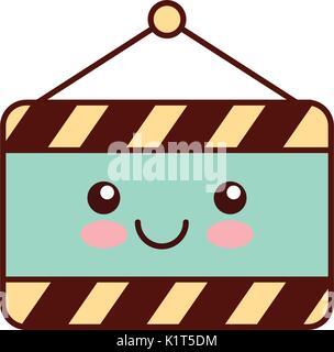 construction banner hanging kawaii character Stock Vector