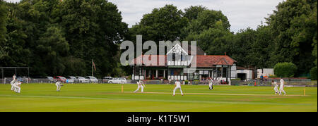 Embargoed to 0001 Monday August 28 Sefton Park Cricket Club play New Brighton Cricket Club at their ground in Liverpool, on Saturday July 29, 2017. Stock Photo