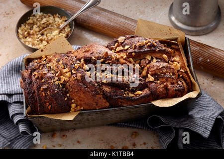 Dairy-free chocolate babka Stock Photo