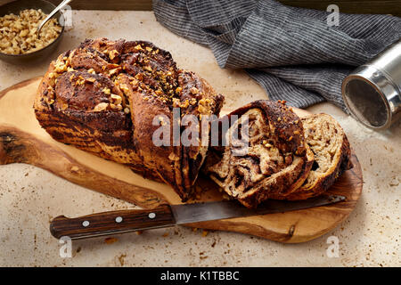 Dairy-free chocolate babka Stock Photo