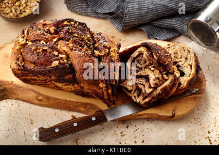 Dairy-free chocolate babka Stock Photo