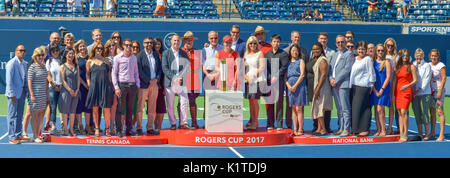 Women's singles final Rogers Cup 2017 Toronto, CANADA. The champion Elina Svitolina with the special anniversary 150 CANADA trophy and organizers of the tournament. Stock Photo