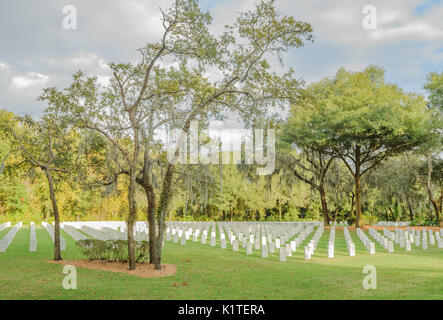 The National Cemetery at Bushnell Florida, where U.S. military veterans are buried. Stock Photo