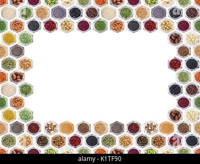 Seamless texture with spices and herbs over white background Stock Photo