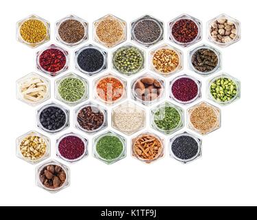 Spices and herbs isolated on white background Stock Photo