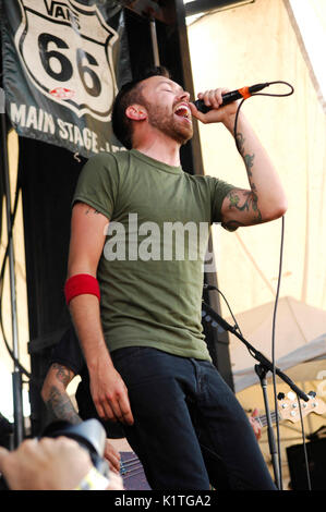Tim McIlrath Rise Against performing 2008 Vans Warped Tour Coors Amphitheater San Diego. Stock Photo