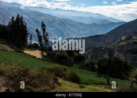 The valley near a mountain village in the Cordillera Blanca, Peru. Stock Photo