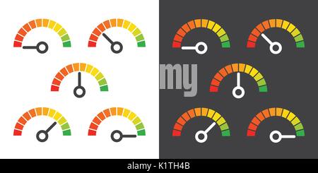 Meter signs infographic gauge element from red to green vector ...