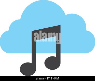 cloud computing with music note isolated icon Stock Vector