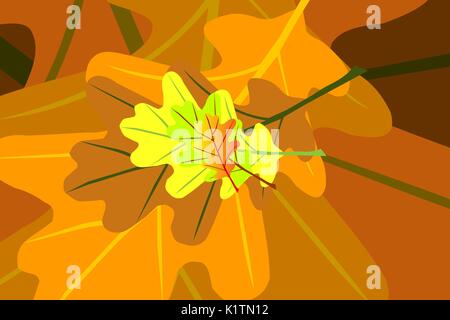 Oak leaf - autumn vector pattern, Yellow and orange oak leaves, Stock Vector