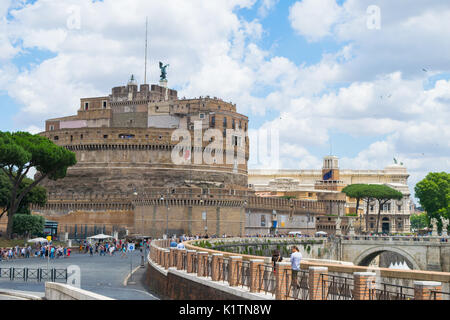 Historic building of Castel Sant'Angelo,former prison and Hadrian's Tomb, in a summer day, Rome, Italy. A popular tourist attraction,next to bridg Stock Photo