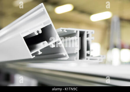 I outline white in aluminum for windows and doors.selective fire Stock Photo