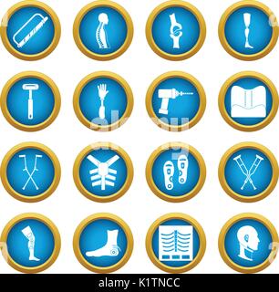 Orthopedics prosthetics icons blue circle set Stock Vector