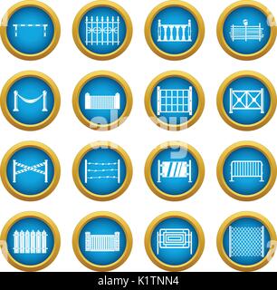 Fencing icons blue circle set Stock Vector