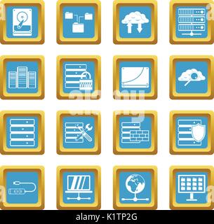Database icons azure Stock Vector