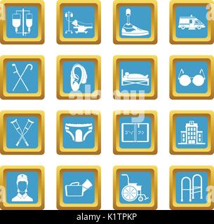 Disabled people care set, simple style Stock Vector