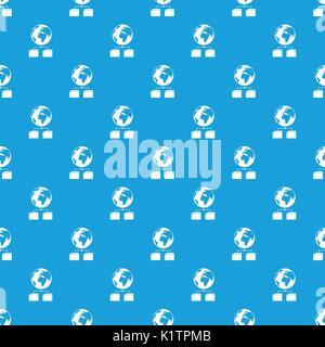 Planet and two folders pattern seamless blue Stock Vector
