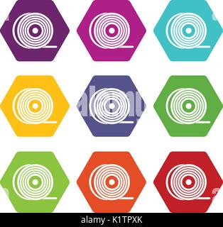 Abs or pla filament coil icon set color hexahedron Stock Vector
