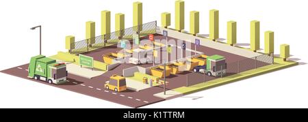 Vector low poly waste collection center Stock Vector
