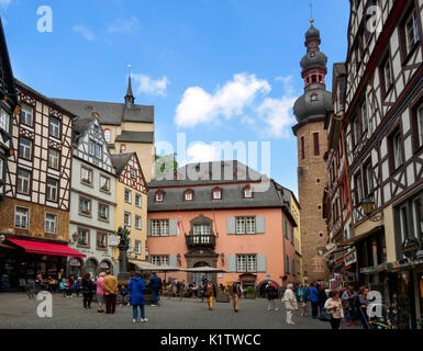 Markt Platz, medieval marketplace and city hall, Cochem, Germany Stock Photo