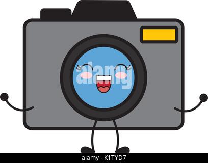 kawaii camera icon over white background vector illustration Stock Vector