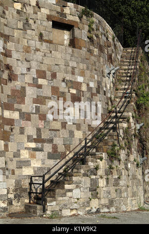 The city of Savannah, located in the state of Georgia, is famous for the numerous steep, stone staircases that can be found in the historic district Stock Photo