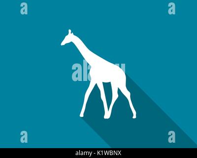 Giraffe flat icon with long shadow. Vector illustration. Stock Vector