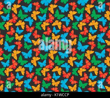 Seamless pattern with beautiful butterflies, polygons. Vector illustration Stock Vector
