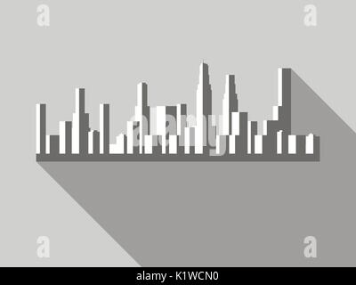 Panorama of city with skyscrapers in a flat style. Vector illustration. Stock Vector