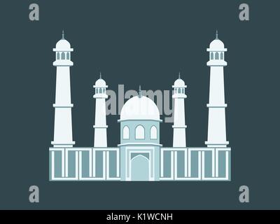 Muslim Mosque in a flat style on a black background. Vector illustration Stock Vector