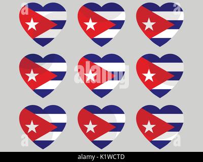 Heart with the flag of Cuba. I love Cuba. Vector illustration Stock Vector