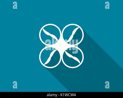 Quadrocopters flat icon with long shadow. Vector illustration. Stock Vector