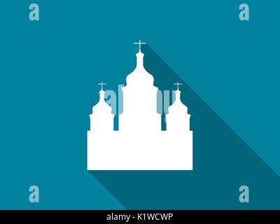 Church flat icon with long shadow. Vector illustration. Stock Vector
