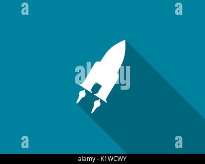 Space Shuttle flat icon with long shadow. Vector illustration. Stock Vector
