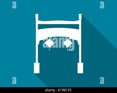 Chinese gate flat icon with long shadow. vector illustration. Stock Vector