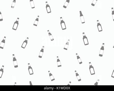 Seamless pattern with bottles of beer. Vector illustration Stock Vector