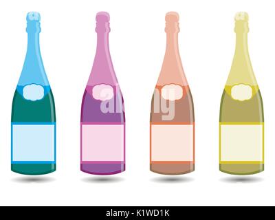 Champagne. A bottle of wine. Vector illustration in a flat style. Stock Vector