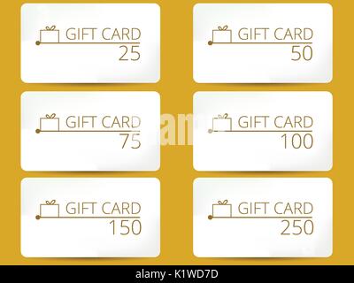 Gift card with a gift box. Set of vector illustrations. Stock Vector