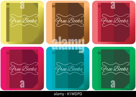 free book icons set Stock Vector