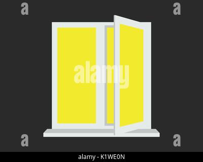 The light from the open window. Yellow light. Vector illustration Stock Vector